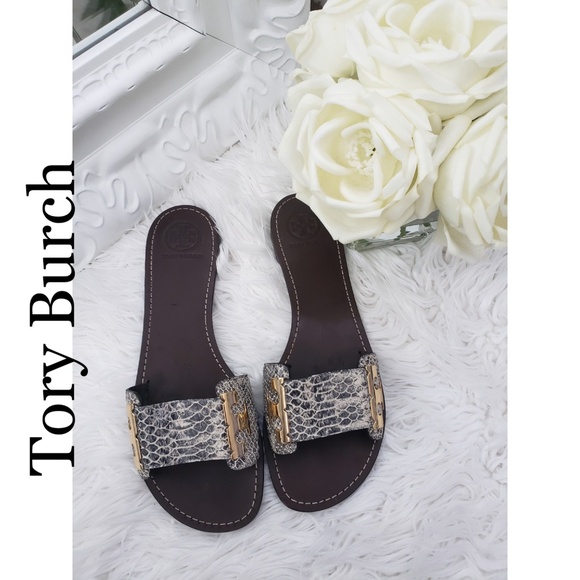 Tory Burch Shoes - Tory Burch Snakeskin Slides